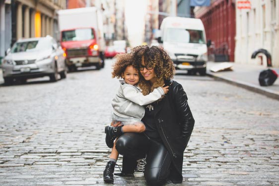Woman and Child in Street
